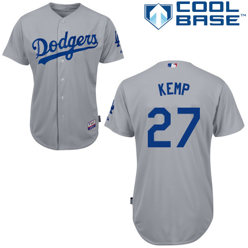 Matt Kemp #27 MLB Jersey-L A Dodgers Men's Authentic 2014 Alternate Road Gray Cool Base Baseball Jersey